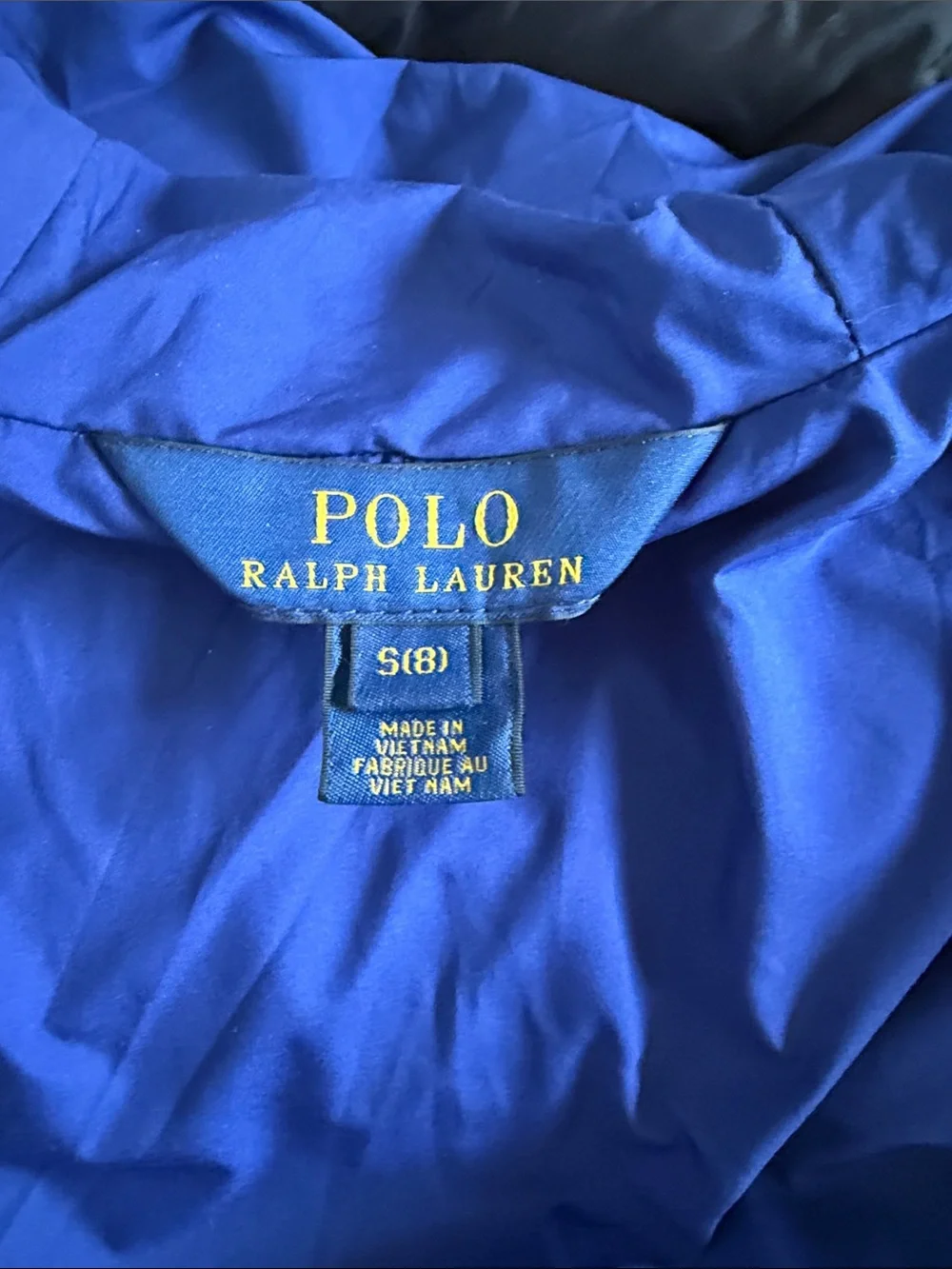 Ralph Lauren Black Puffer Jacket with Blue Polo Logo